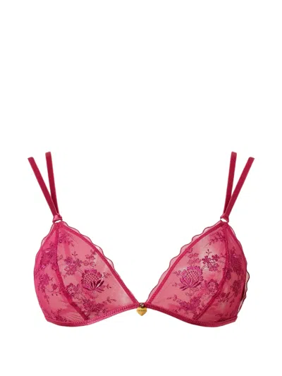 Twinset Floral Tulle Triangle Bra In Pink