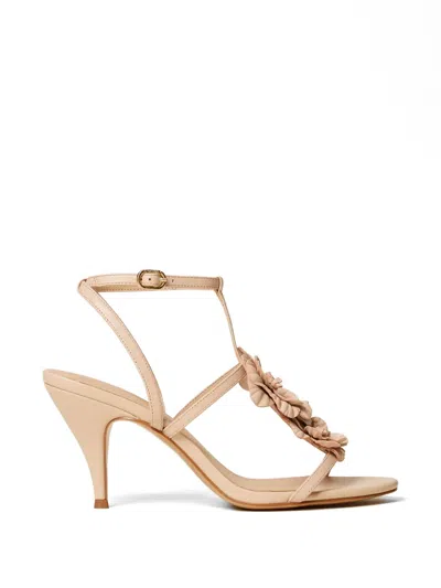 Twinset Floral-appliqué Sandals In Neutral