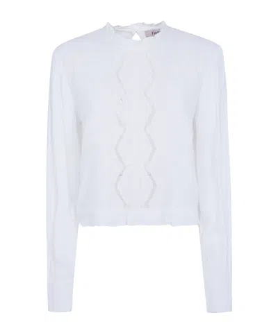 Twinset Floral-embroidered Blouse In White