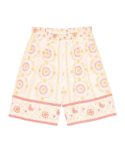 Twinset Floral-embroidered Shorts In Neutral