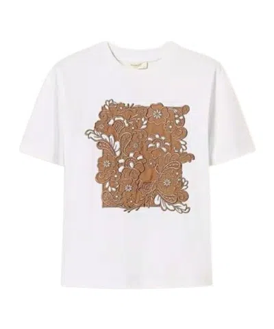 Twinset Floral-embroidered T-shirt In White