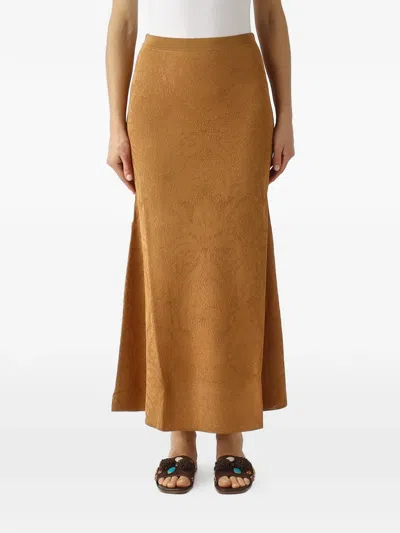 Twinset Floral-jacquard Knit Skirt In Neutral