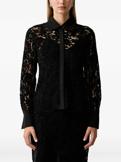 Twinset Floral-lace Shirt In Black