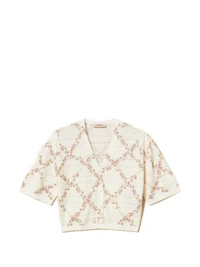 Twinset Floral-pattern Cardigan In Neutral