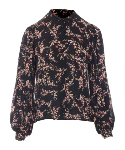 Twinset Floral-print Long-sleeve Shirt In Black