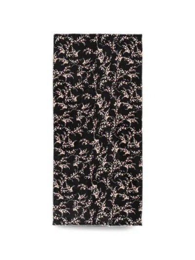 Twinset Floral-print Frayed Scarf In Black