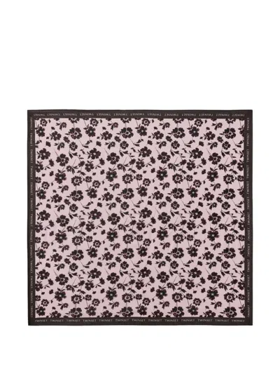 Twinset Floral-print Logo-detail Scarf In Multi