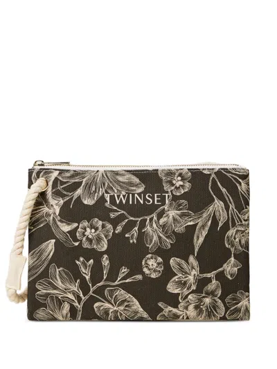 Twinset Floral-print Purse In Green