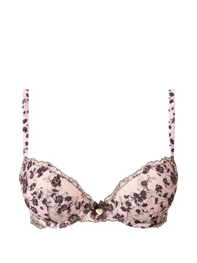Twinset Floral-print Push-up Bra In Pink
