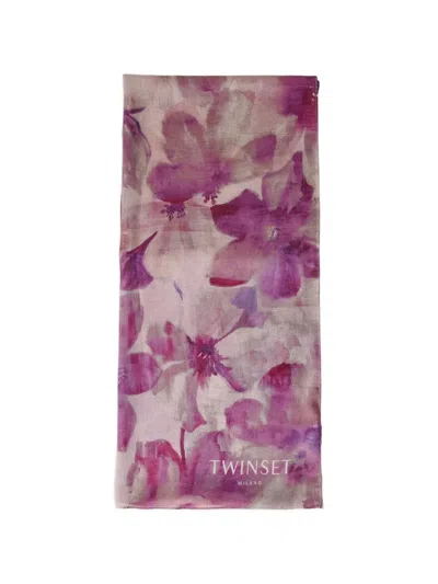 Twinset Floral-print Rectangular Scarf In Multi
