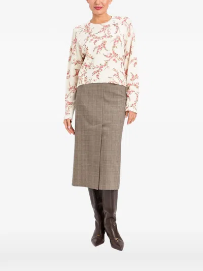 Twinset Floral-print Sequin-embellished Sweater In Neutrals