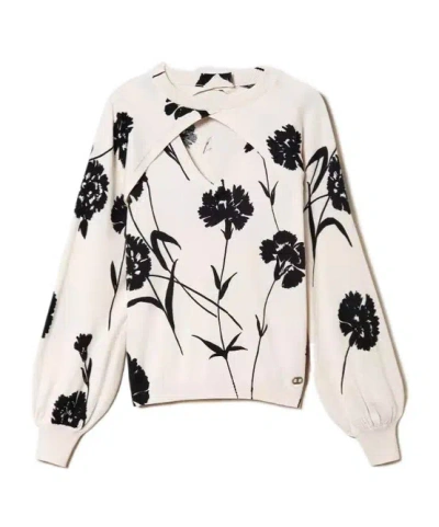 Twinset Floral-print Top (set Of Two) In White