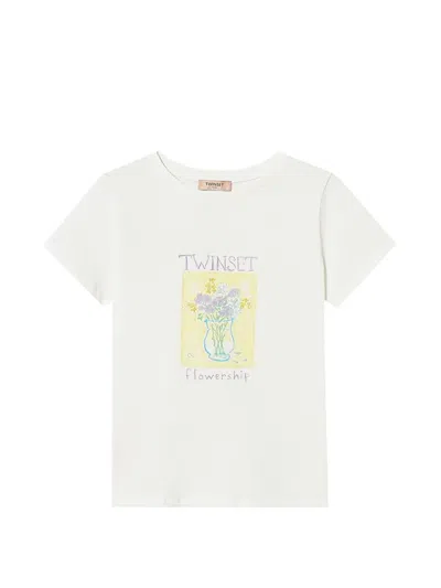Twinset Floral-print T-shirt In White