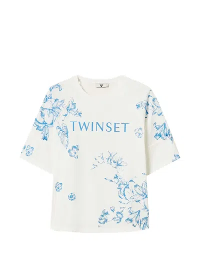 Twinset Floral-print T-shirt In White