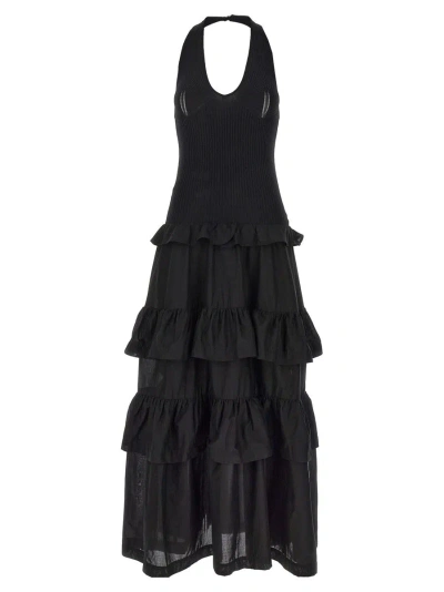 Twinset Flounce Dress In Black