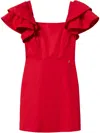 Twinset Flounce-sleeves Mini Dress In Red