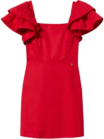 Twinset Flounce-sleeves Mini Dress In Red