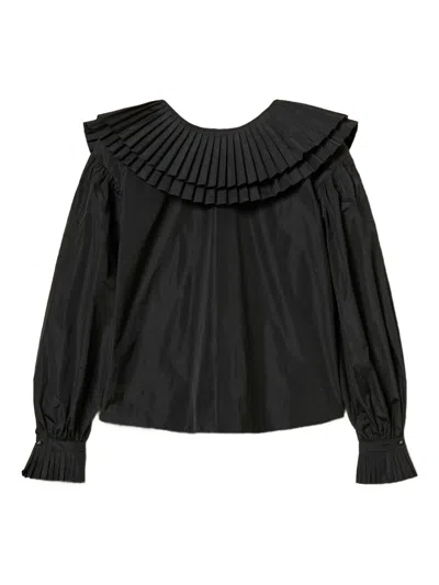 Twinset Flounces Taffeta Shirt In Black