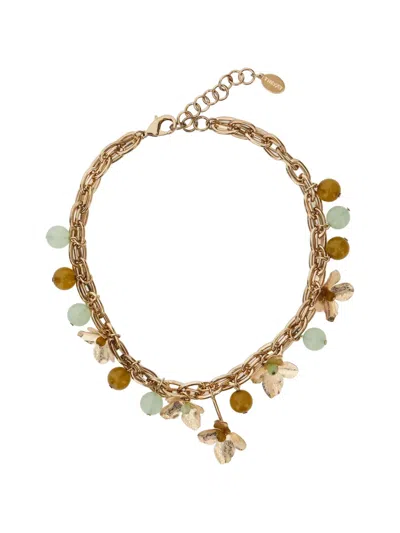 Twinset Flower Beaded Chain Necklace In Multi
