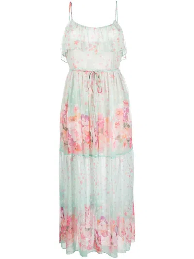 Twinset Flower-star-print Long Dress In Grün
