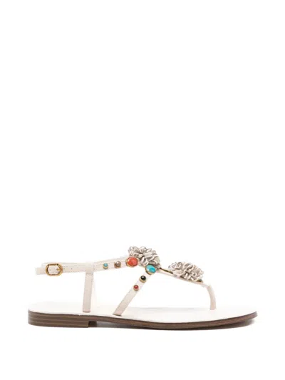 Twinset Flower-embellished Sandals In White