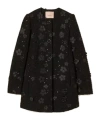 Twinset Flowers And Sequins Boucl Coat In Black