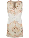 Twinset Floral-printed Mini Dress In Dusty Coral