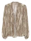 Twinset Flowing Blouse With Delicate Animal Print In Brown