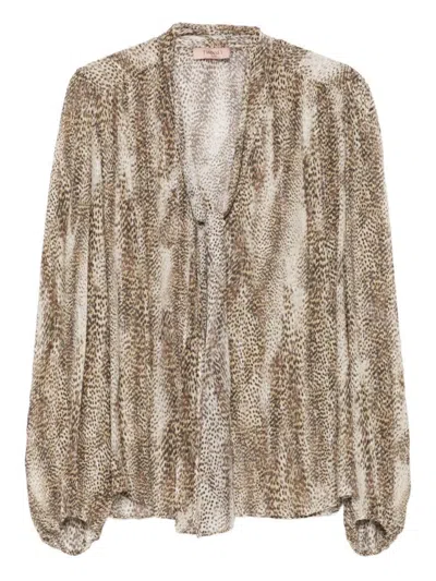 TWINSET FLOWING BLOUSE WITH DELICATE ANIMAL PRINT