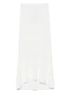 Twinset Twin-set Flowing White Maxi Skirt With Pointelle Trim And Ribbed Hem
