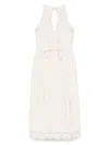Twinset Twin-set Sleeveless Midi Dress With Intricate Lace In White