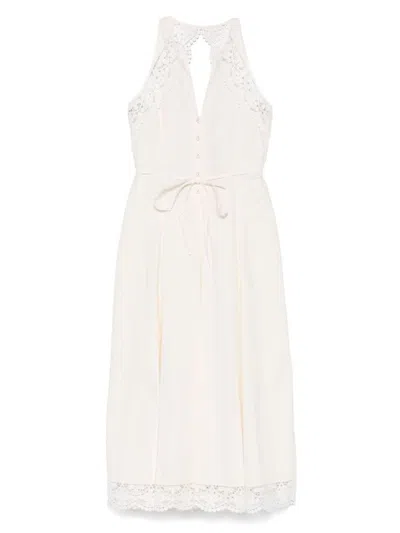 Twinset Flowy White Midi Dress