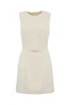 Twinset Fluid Crepe Tunic With Oval-t Belt In Pearl