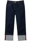 Twinset Folded Cropped Jeans In Blue
