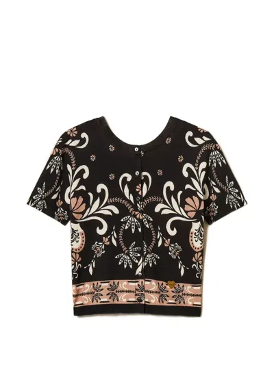 Twinset Foulard-print Cardigan In Brown