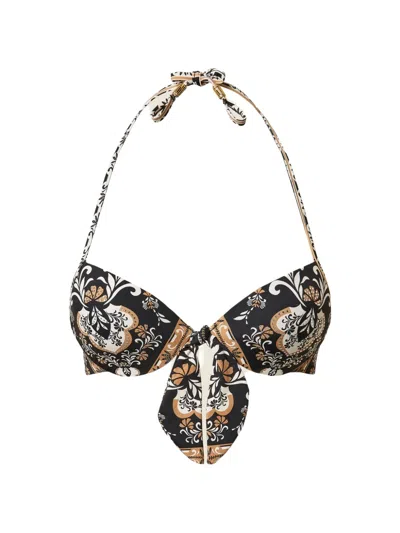 Twinset Foulard-print Push-up Bikini Top In Black