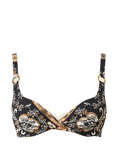 Twinset Foulard-print Underwired Bikini Top In Black