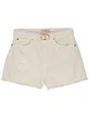 Twinset Frayed Belted Denim Shorts In Neutrals