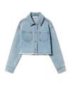 Twinset Frayed Denim Jacket In Blue