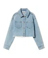 Twinset Frayed Denim Jacket In Light Denim