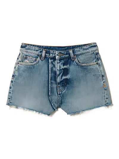 Twinset Frayed-hem Denim Shorts In Blue