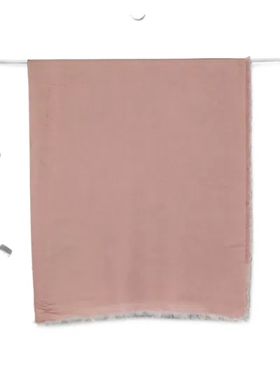 Twinset Frayed-edge Scarf In Pink
