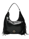 Twinset Fringe-detail Leather Shoulder Bag In Animal Print