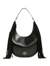 Twinset Fringe-detail Shouder Bag In Black