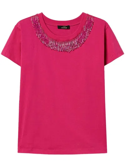 Twinset T-shirt Mit Fransen In Rosa