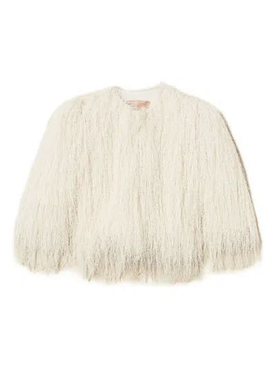 Twinset Fringe-trimmed Jacket In Neutral