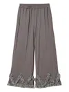 Twinset Fringe-trimmed Palazzo Trousers In Gray