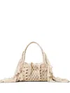 Twinset Fringed Macramé Tote Bag In Neutral