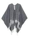 Twinset Fringed Edge Poncho In Gray