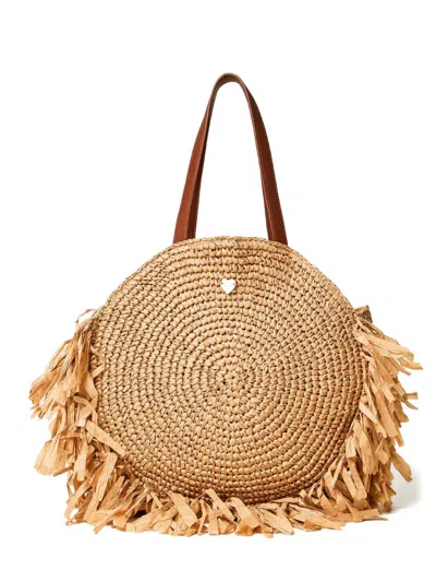 Twinset Fringed Raffia Tote Bag In White
